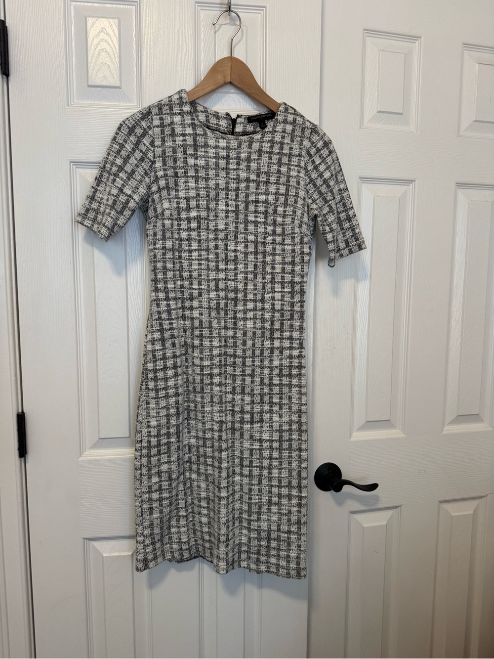 Banana Republic Black and White Plaid Midi Dress